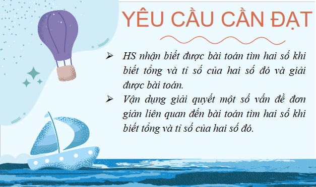 Giáo án điện tử Toán lớp 5 Giáo án điện tử Toán lớp 5 Bài 10: Tìm hai số khi biết tổng và tỉ số của hai số đó | PPT Toán lớp 5 Chân trời sáng tạo