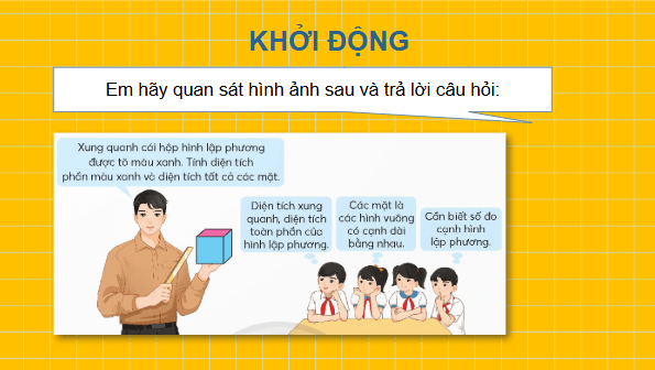 Giáo án điện tử Toán lớp 5 Bài 66: Diện tích xung quanh và diện tích toàn phần của hình lập phương | PPT Toán lớp 5 Chân trời sáng tạo