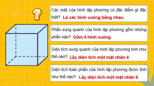 Giáo án điện tử Toán lớp 5 Bài 66: Diện tích xung quanh và diện tích toàn phần của hình lập phương | PPT Toán lớp 5 Chân trời sáng tạo