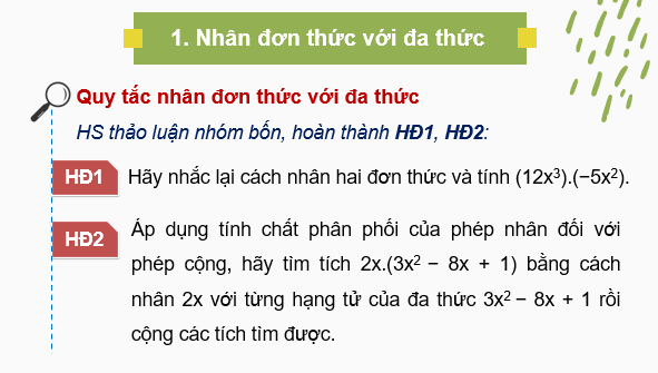 Giáo án điện tử Toán 7 Bài 27: Phép nhân đa thức một biến | PPT Toán 7 Kết nối tri thức