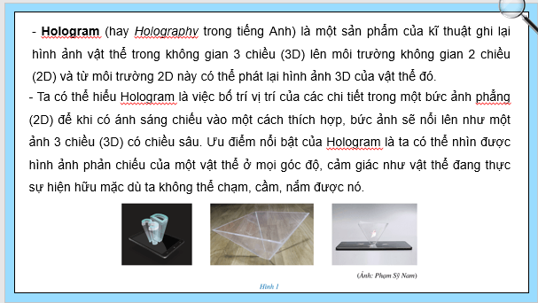Giáo án điện tử Toán 8 Chủ đề 2: Thực hành tạo dựng Hologram | PPT Toán 8 Cánh diều