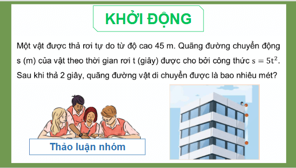 Giáo án điện tử Toán 9 Chân trời Bài 1: Hàm số và đồ thị của hàm số y = ax^2 (a khác 0) | PPT Toán 9 Chân trời sáng tạo