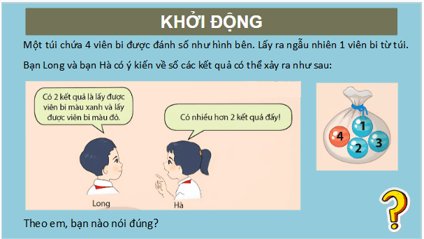 Giáo án điện tử Toán 9 Chân trời Bài 1: Không gian mẫu và biến cố | PPT Toán 9 Chân trời sáng tạo