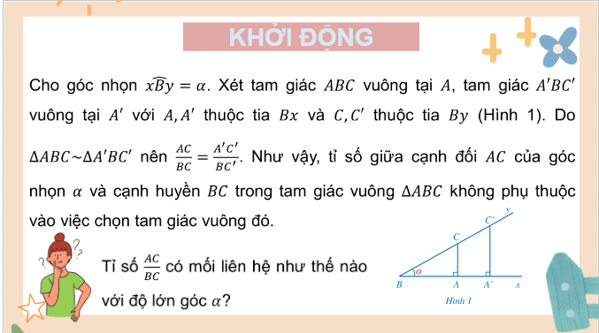 Giáo án điện tử Toán 9 Cánh diều Bài 1: Tỉ số lượng giác của góc nhọn | PPT Toán 9