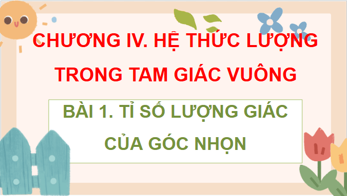 Giáo án điện tử Toán 9 Cánh diều Bài 1: Tỉ số lượng giác của góc nhọn | PPT Toán 9