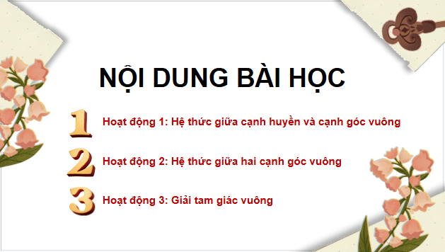 Giáo án điện tử Toán 9 Kết nối Bài 12: Một số hệ thức giữa cạnh, góc trong tam giác vuông và ứng dụng | PPT Toán 9 Kết nối tri thức