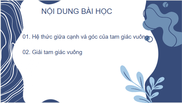 Giáo án điện tử Toán 9 Chân trời Bài 2: Hệ thức giữa cạnh và góc của tam giác vuông | PPT Toán 9 Chân trời sáng tạo