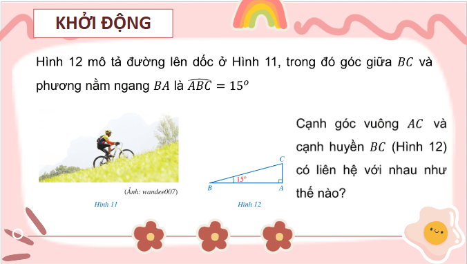 Giáo án điện tử Toán 9 Cánh diều Bài 2: Một số hệ thức về cạnh và góc trong tam giác vuông | PPT Toán 9