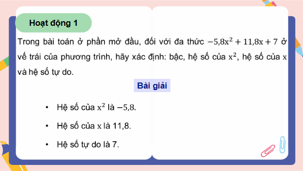 Giáo án điện tử Toán 9 Cánh diều Bài 2: Phương trình bậc hai một ẩn | PPT Toán 9