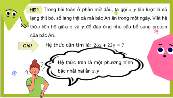 Giáo án điện tử Toán 9 Cánh diều Bài 2: Phương trình bậc nhất hai ẩn. Hệ hai phương trình bậc nhất hai ẩn | PPT Toán 9