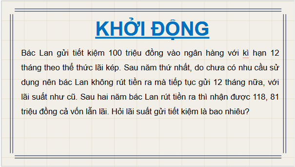 Giáo án điện tử Toán 9 Kết nối Bài 21: Giải bài toán bằng cách lập phương trình | PPT Toán 9 Kết nối tri thức