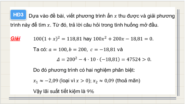 Giáo án điện tử Toán 9 Kết nối Bài 21: Giải bài toán bằng cách lập phương trình | PPT Toán 9 Kết nối tri thức