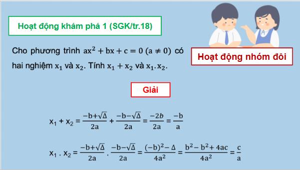 Giáo án điện tử Toán 9 Chân trời Bài 3: Định lí Viète | PPT Toán 9 Chân trời sáng tạo