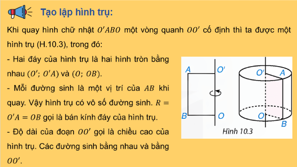 Giáo án điện tử Toán 9 Kết nối Bài 31: Hình trụ và hình nón | PPT Toán 9 Kết nối tri thức