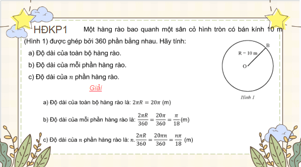 Giáo án điện tử Toán 9 Chân trời Bài 4: Hình quạt tròn và hình vành khuyên | PPT Toán 9 Chân trời sáng tạo