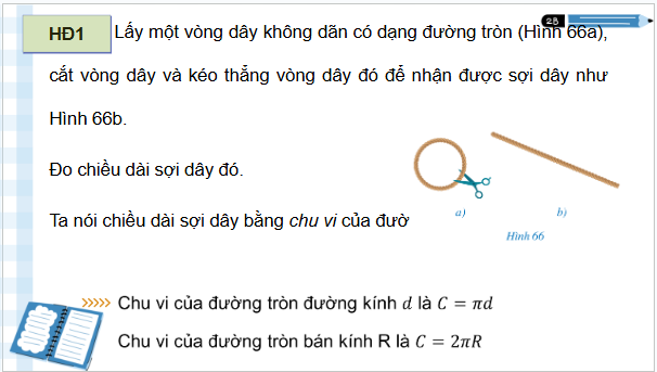 Giáo án điện tử Toán 9 Cánh diều Bài 5: Độ dài cung tròn, diện tích hình quạt tròn, diện tích hình vành khuyên | PPT Toán 9