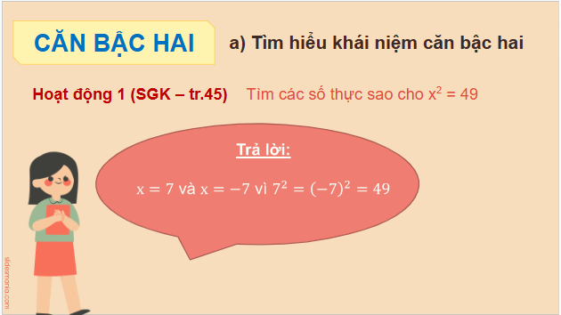 Giáo án điện tử Toán 9 Kết nối Bài 7: Căn bậc hai và căn thức bậc hai | PPT Toán 9 Kết nối tri thức