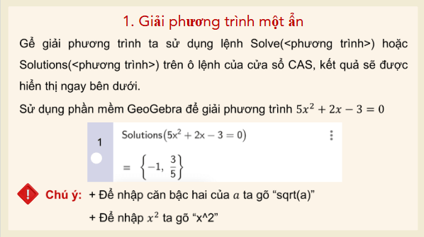 Giáo án điện tử Toán 9 Kết nối Giải phương trình, hệ phương trình và vẽ đồ thị hàm số với phần mềm GeoGebra | PPT Toán 9 Kết nối tri thức