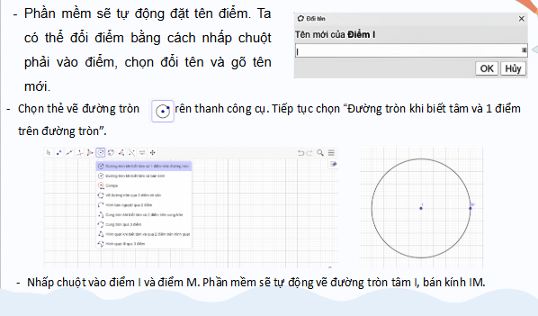 Giáo án điện tử Toán 9 Chân trời Hoạt động 2: Vẽ đường tròn bằng phần mềm GeoGebra | PPT Toán 9 Chân trời sáng tạo