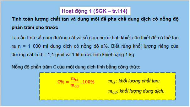 Giáo án điện tử Toán 9 Kết nối Pha chế dung dịch theo nồng độ yêu cầu | PPT Toán 9 Kết nối tri thức