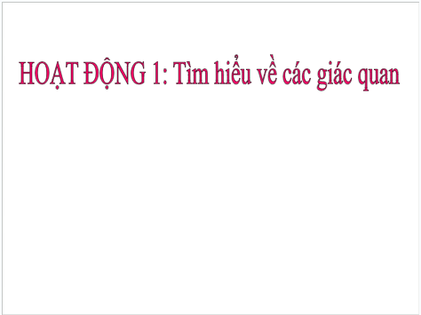 Giáo án điện tử TNXH lớp 1 Cánh diều Bài 15: Các giác quan | PPT Tự nhiên và xã hội lớp 1