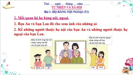 Giáo án điện tử TNXH lớp 3 Cánh diều Bài 1: Họ hàng nội, ngoại | PPT Tự nhiên và xã hội lớp 3