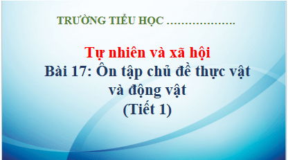 Giáo án điện tử TNXH lớp 3 Kết nối tri thức Bài 17: Ôn tập chủ đề thực vật và động vật | PPT Tự nhiên và xã hội lớp 3