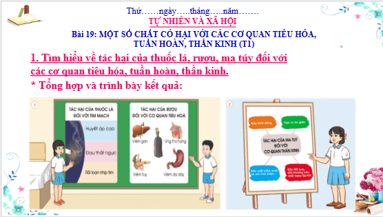 Giáo án điện tử TNXH lớp 3 Cánh diều Bài 19: Một số chất có hại đối với các cơ quan tiêu hóa, tuần hoàn, thần kinh | PPT Tự nhiên và xã hội lớp 3