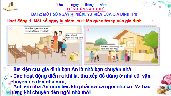 Giáo án điện tử TNXH lớp 3 Cánh diều Bài 2: Một số ngày kỉ niệm, sự kiện gia đình | PPT Tự nhiên và xã hội lớp 3