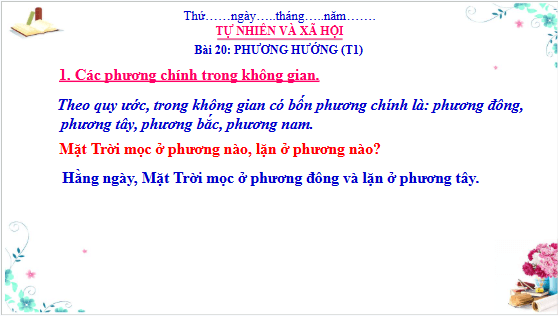 Giáo án điện tử TNXH lớp 3 Cánh diều Bài 20: Phương hướng | PPT Tự nhiên và xã hội lớp 3