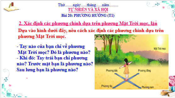 Giáo án điện tử TNXH lớp 3 Cánh diều Bài 20: Phương hướng | PPT Tự nhiên và xã hội lớp 3