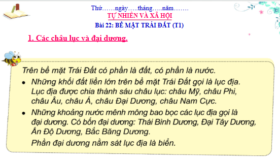 Giáo án điện tử TNXH lớp 3 Cánh diều Bài 22: Bề mặt trái đất | PPT Tự nhiên và xã hội lớp 3
