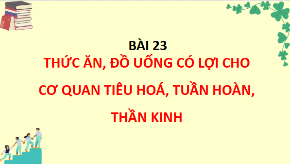 Giáo án điện tử TNXH lớp 3 Chân trời sáng tạo Bài 23: Thức ăn, đồ uống có lợi cho cơ quan tiêu hóa, tuần hoàn và thần kinh | PPT Tự nhiên và xã hội lớp 3