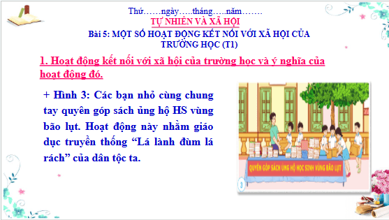 Giáo án điện tử TNXH lớp 3 Cánh diều Bài 5: Một số hoạt động kết nối với xã hội của trường học | PPT Tự nhiên và xã hội lớp 3