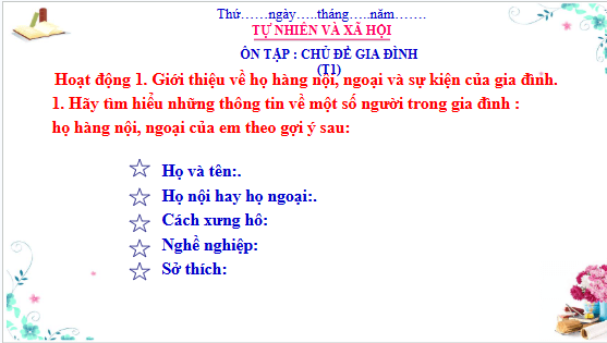 Giáo án điện tử TNXH lớp 3 Cánh diều Ôn tập: chủ đề gia đình | PPT Tự nhiên và xã hội lớp 3