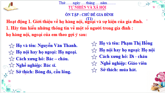 Giáo án điện tử TNXH lớp 3 Cánh diều Ôn tập: chủ đề gia đình | PPT Tự nhiên và xã hội lớp 3