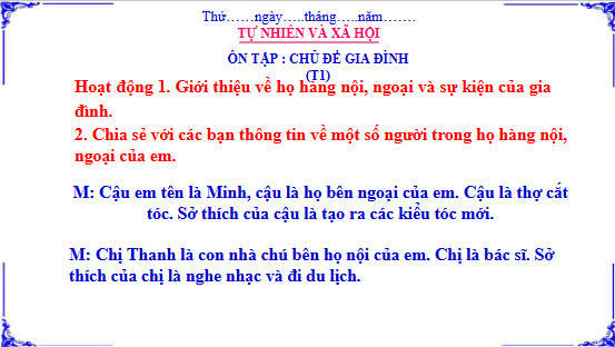 Giáo án điện tử TNXH lớp 3 Cánh diều Ôn tập: chủ đề gia đình | PPT Tự nhiên và xã hội lớp 3