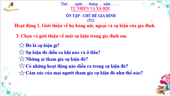 Giáo án điện tử TNXH lớp 3 Cánh diều Ôn tập: chủ đề gia đình | PPT Tự nhiên và xã hội lớp 3