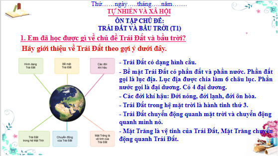 Giáo án điện tử TNXH lớp 3 Cánh diều Ôn tập: chủ đề trái đất và bầu trời | PPT Tự nhiên và xã hội lớp 3