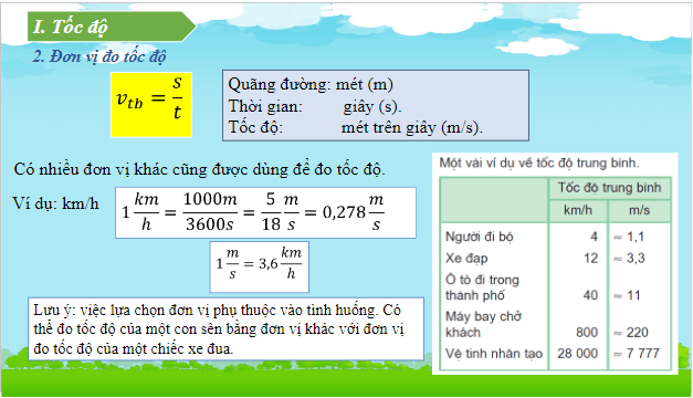 Giáo án điện tử Vật Lí 10 Cánh diều Bài 1: Tốc độ, độ dịch chuyển và vận tốc | PPT Vật Lí 10