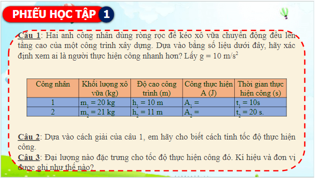 Giáo án điện tử Vật Lí 10 Chân trời sáng tạo Bài 16: Công suất – Hiệu suất | PPT Vật Lí 10