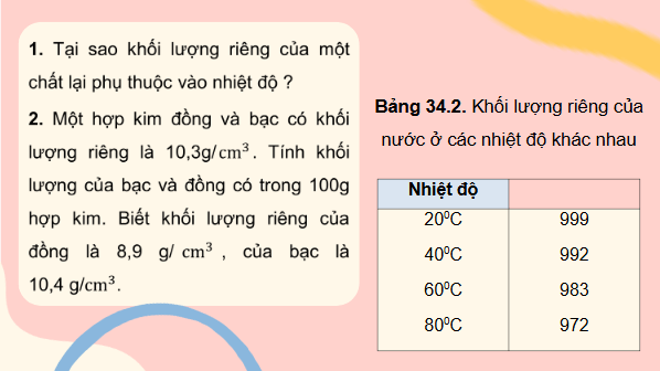 Giáo án điện tử Vật Lí 10 Kết nối tri thức Bài 34: Khối lượng riêng. Áp suất chất lỏng | PPT Vật Lí 10