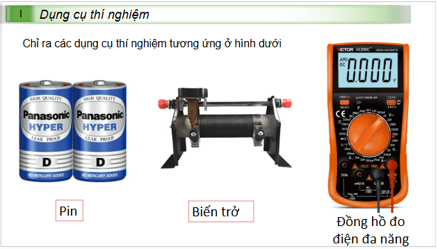 Giáo án điện tử Vật Lí 11 Kết nối tri thức Bài 26: Thực hành: Đo suất điện động và điện trở trong của pin điện hoá | PPT Vật Lí 11