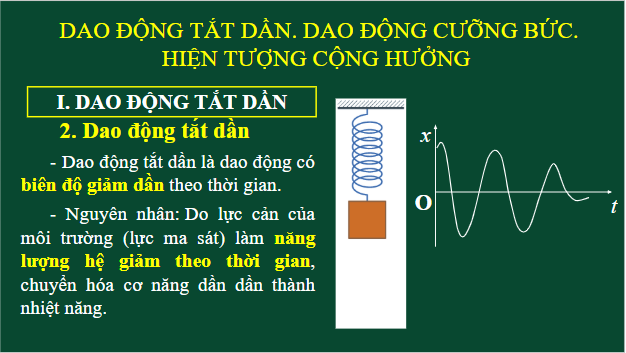 Giáo án điện tử Vật Lí 11 Kết nối tri thức Bài 6: Dao động tắt dần. Dao động cưỡng bức. Hiện tượng cộng hưởng | PPT Vật Lí 11