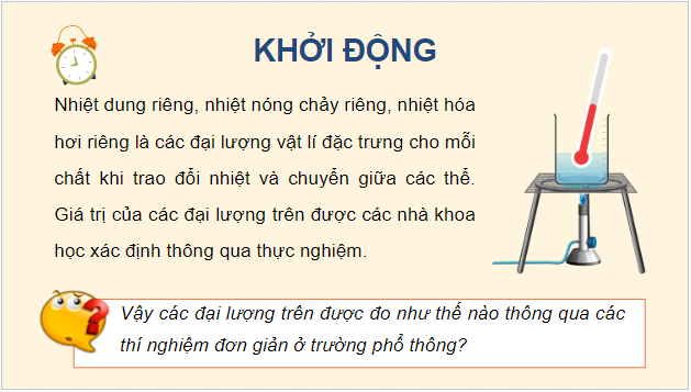 Giáo án điện tử Vật Lí 12 Chân trời sáng tạo Bài 4: Thực hành đo nhiệt dung riêng, nhiệt nóng chảy riêng, nhiệt hoá hơi riêng | PPT Vật Lí 12