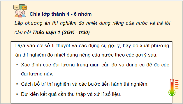 Giáo án điện tử Vật Lí 12 Chân trời sáng tạo Bài 4: Thực hành đo nhiệt dung riêng, nhiệt nóng chảy riêng, nhiệt hoá hơi riêng | PPT Vật Lí 12