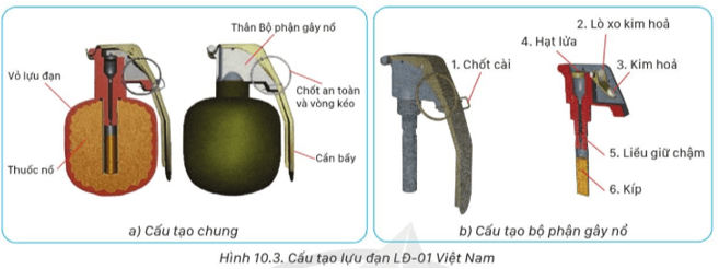 Lý thuyết GDQP 11 Cánh diều Bài 10: Kĩ thuật sử dụng lựu đạn | Giáo dục quốc phòng 11 (ảnh 2)