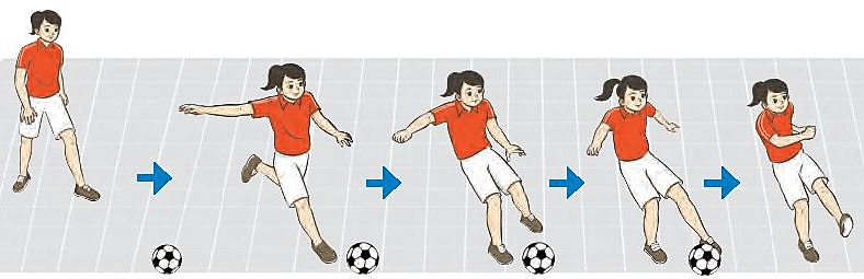 Em hãy luyện tập đá bóng bằng mu trong bàn chân trúng vật chuẩn từ khoảng