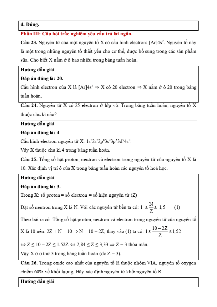 Đề kiểm tra Hóa học 10 Cánh diều Chủ đề 2 (có lời giải)