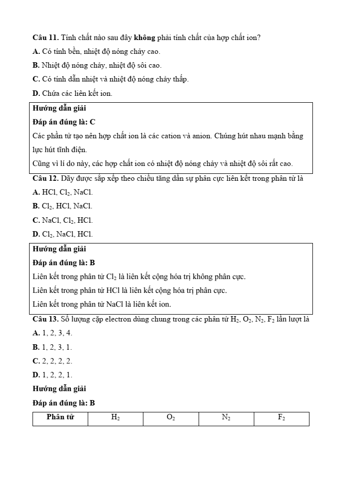Đề kiểm tra Hóa học 10 Cánh diều Chủ đề 3 (có lời giải)